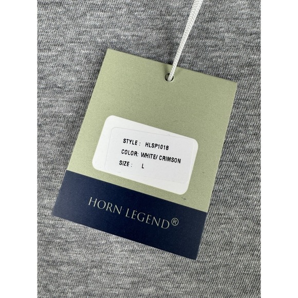 Horn Legend HL Sport Size L White Crimson Striped Polo New NWT Preppy Soft Clean - Picture 12 of 12